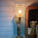 Brass floor lamp with a glass ball, cut glass globe.