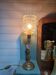 Brass floor lamp with a glass ball, cut glass globe.