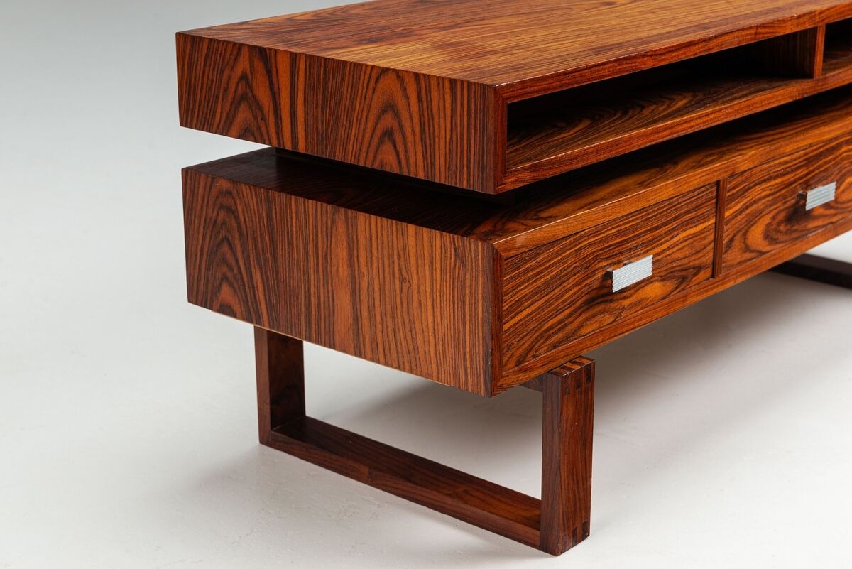 Mid-century modern floating media console in rosewood, Denmark, 1960