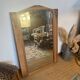 Large old art deco mirror in wood and beveled glass