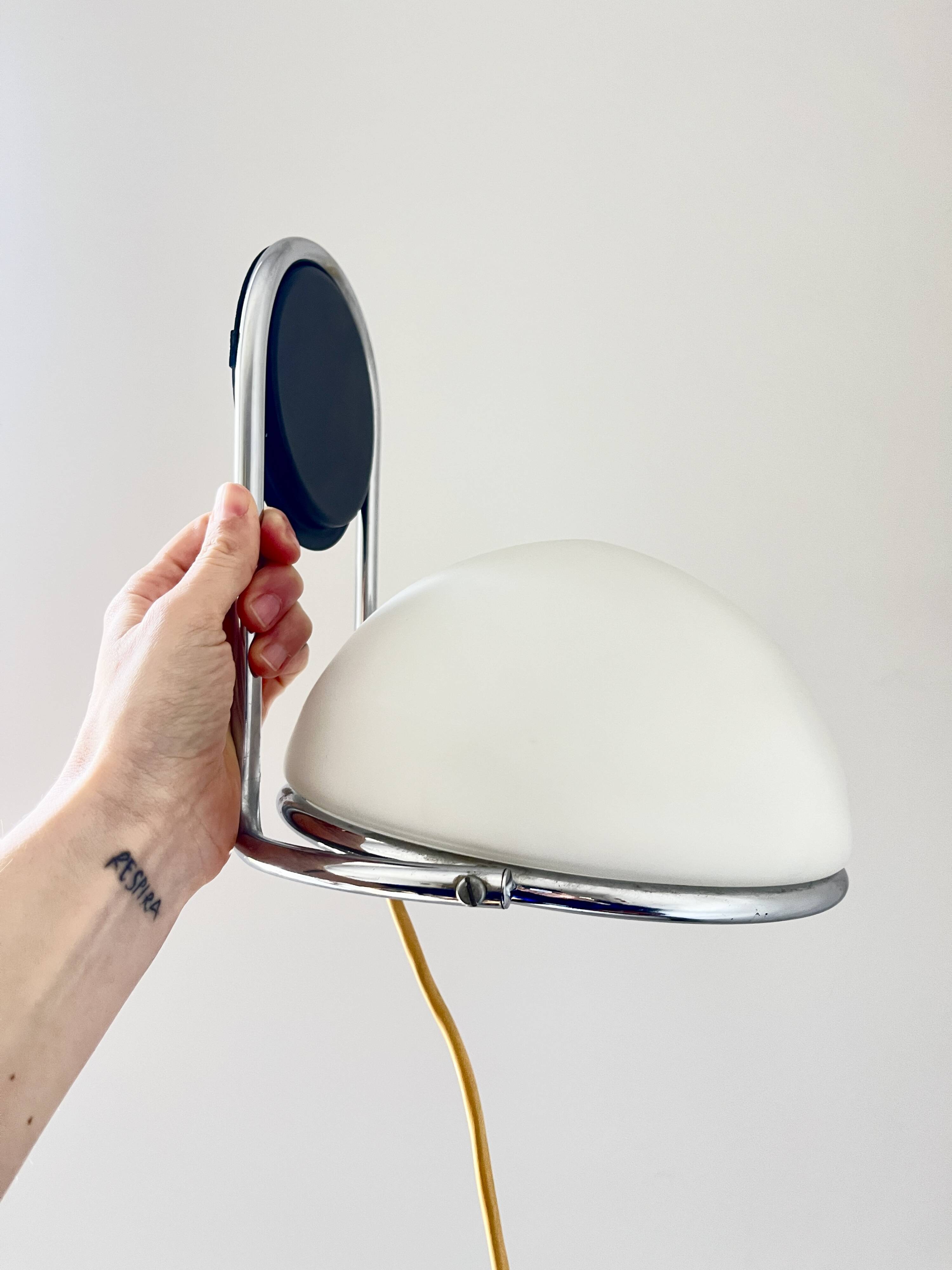 Vintage Space Age Wall Lamp Adjustable Chrome Glass, Italy, 1970s