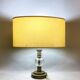 Mid century brass table lamp with silk cream oval lampshade 1960s