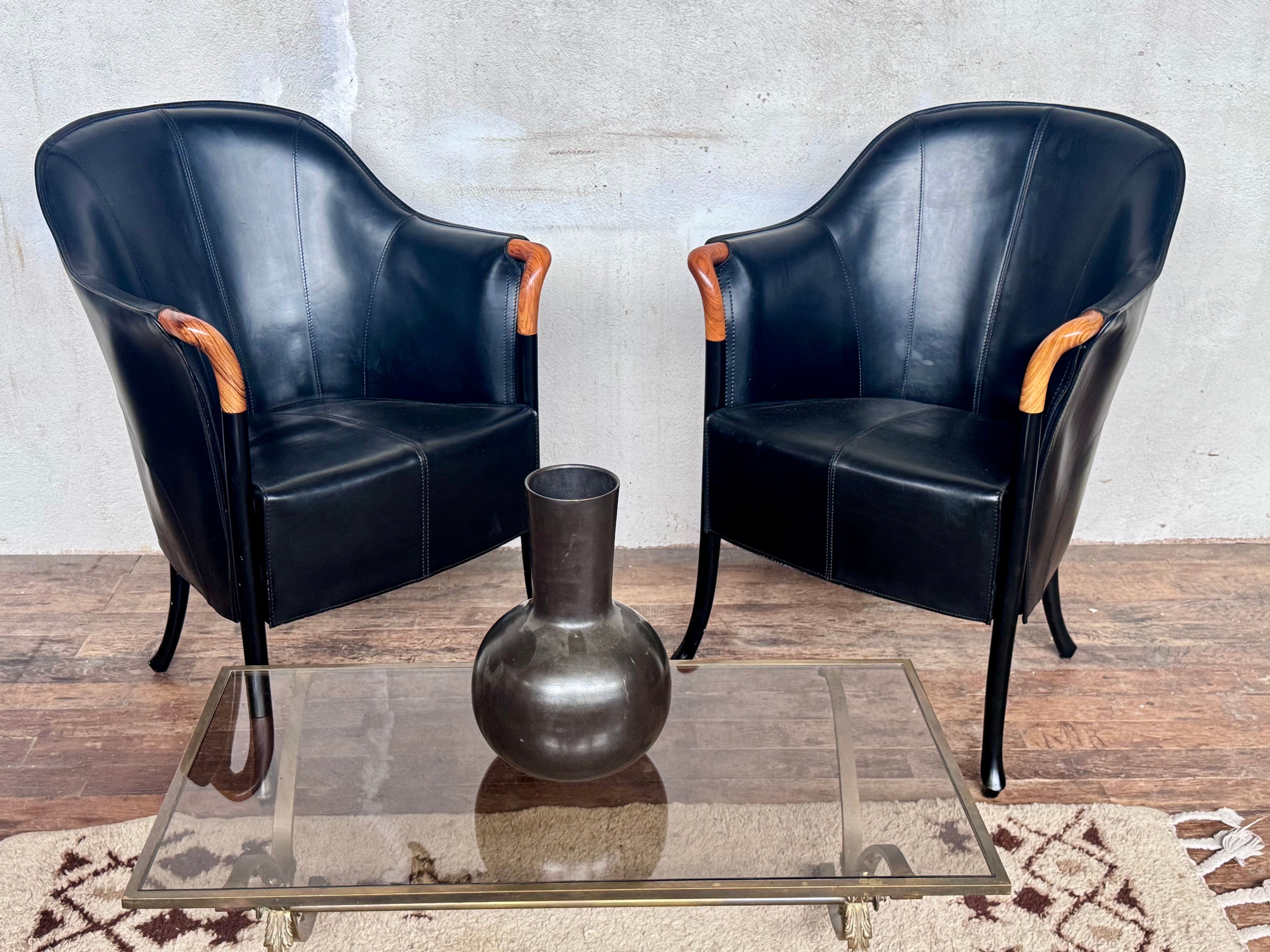 2 designer armchairs by Umberto Asnago for Giorgetti Italy