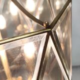 Vintage handmande octagonal glass and brass pendant lantern, Italy