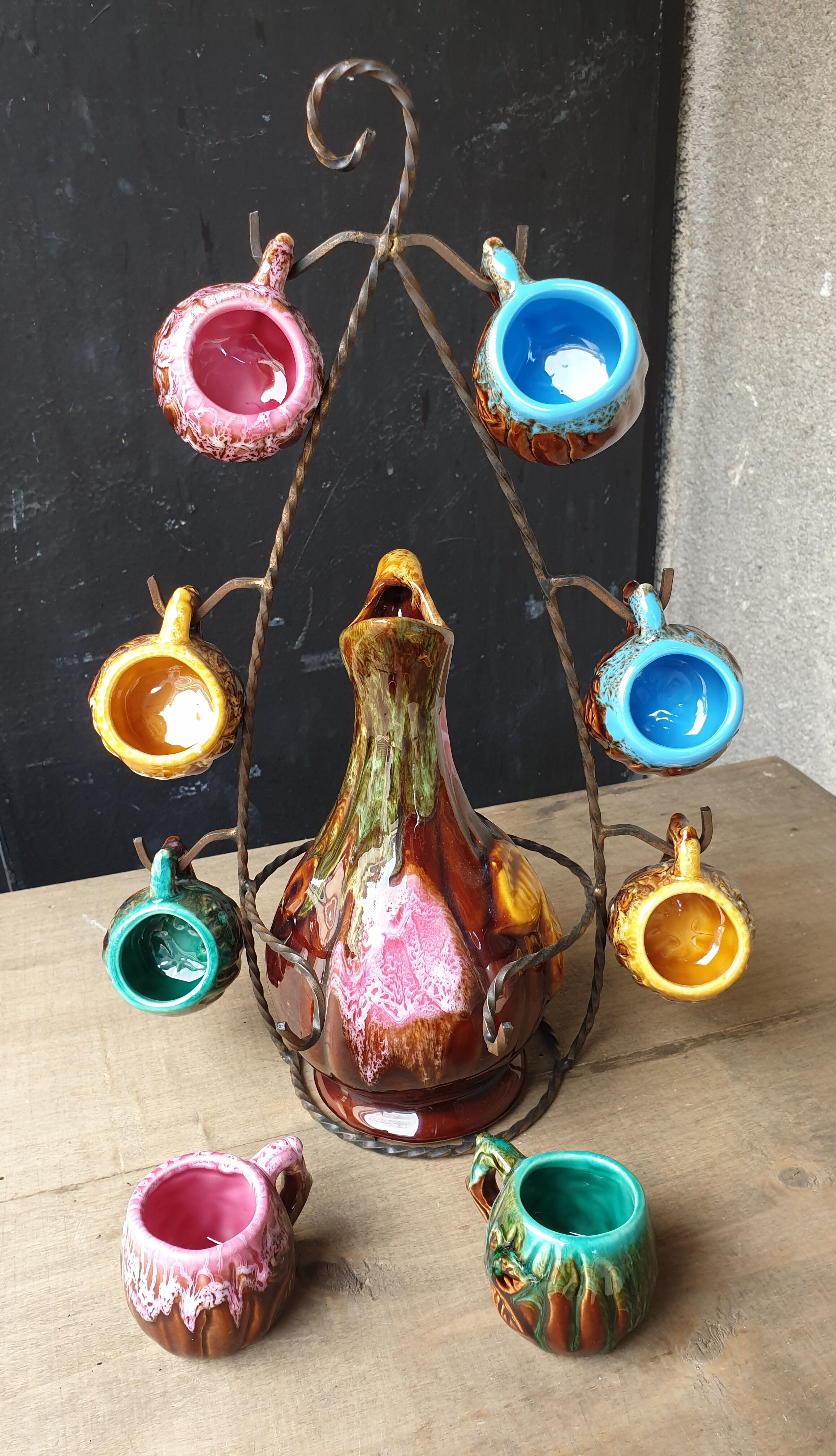 Vintage Vallauris ceramic liquor service