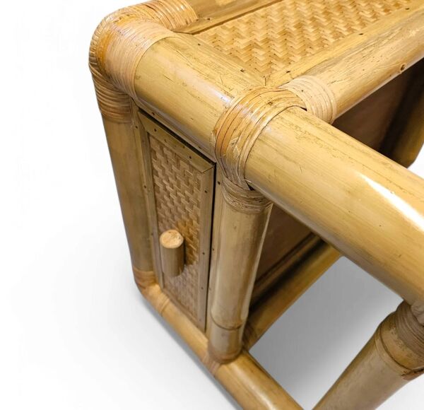 2 tables de chevet / tables d'appoint en bambou / années 1980