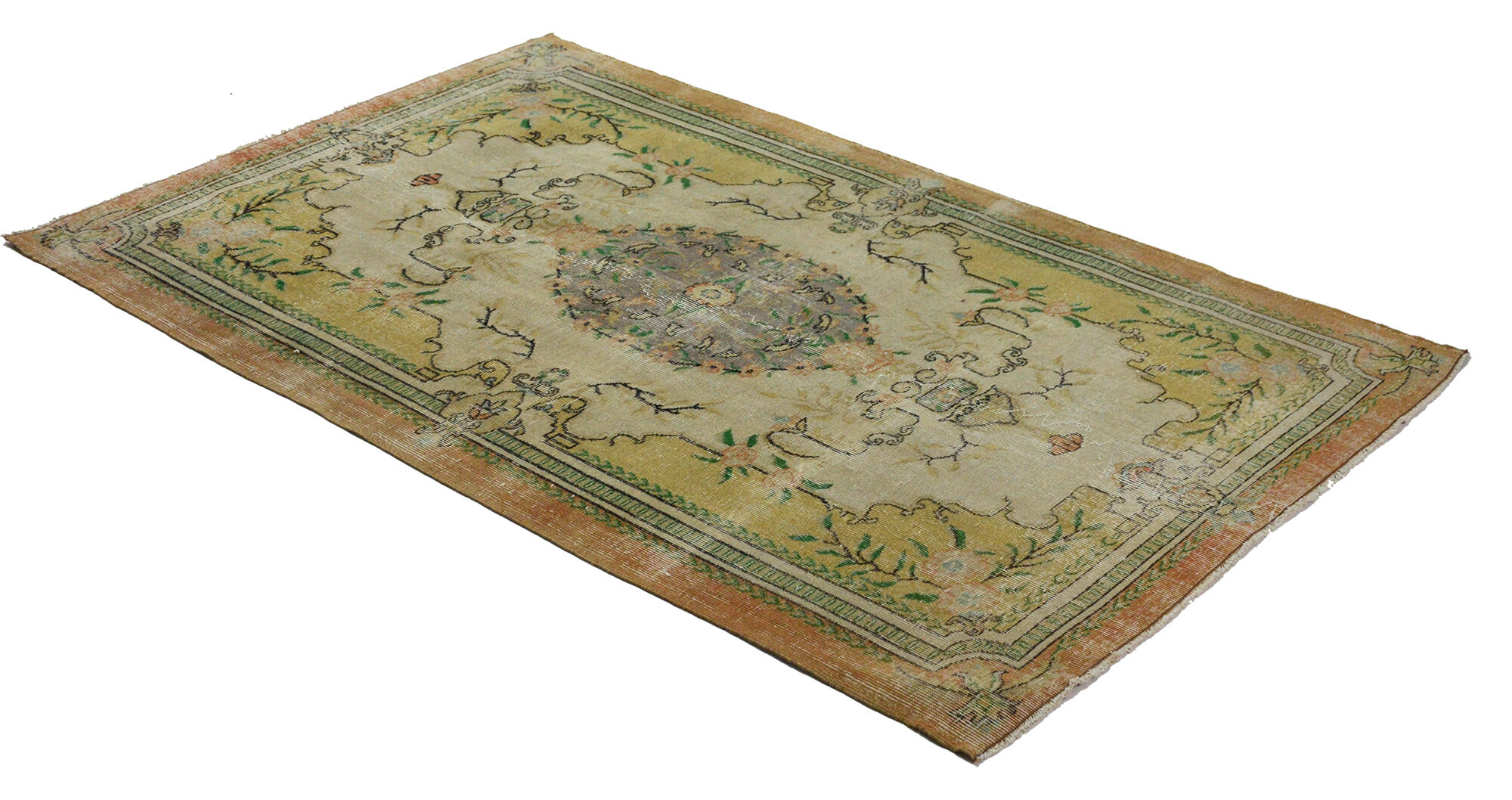 Anatolian handmade vintage rug 228 cm x 140 cm