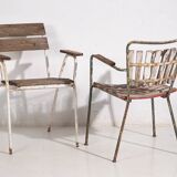 Antique garden chairs with armrests (c.1920). Set of 2 pieces #23