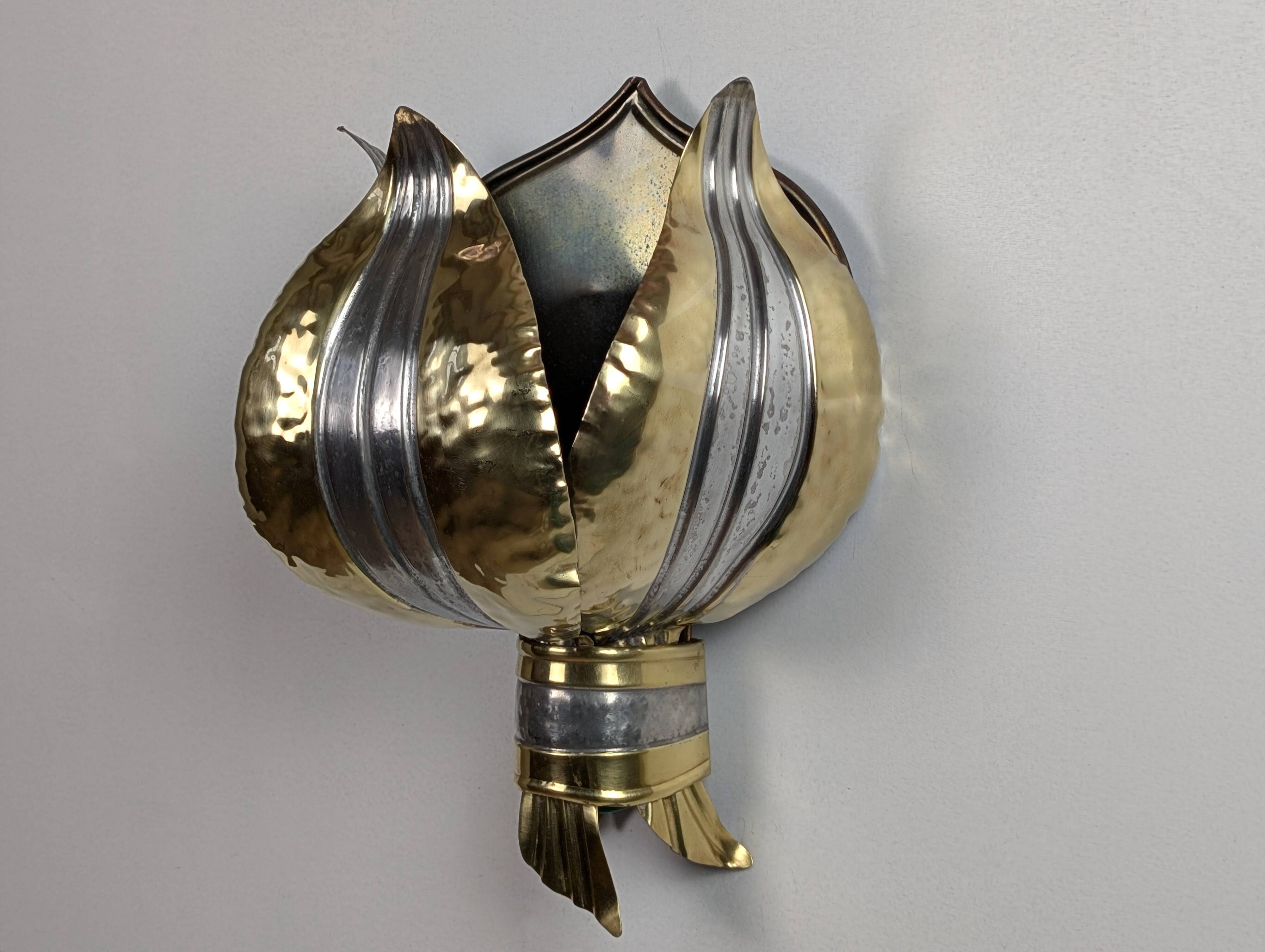 70' brass lotus wall light