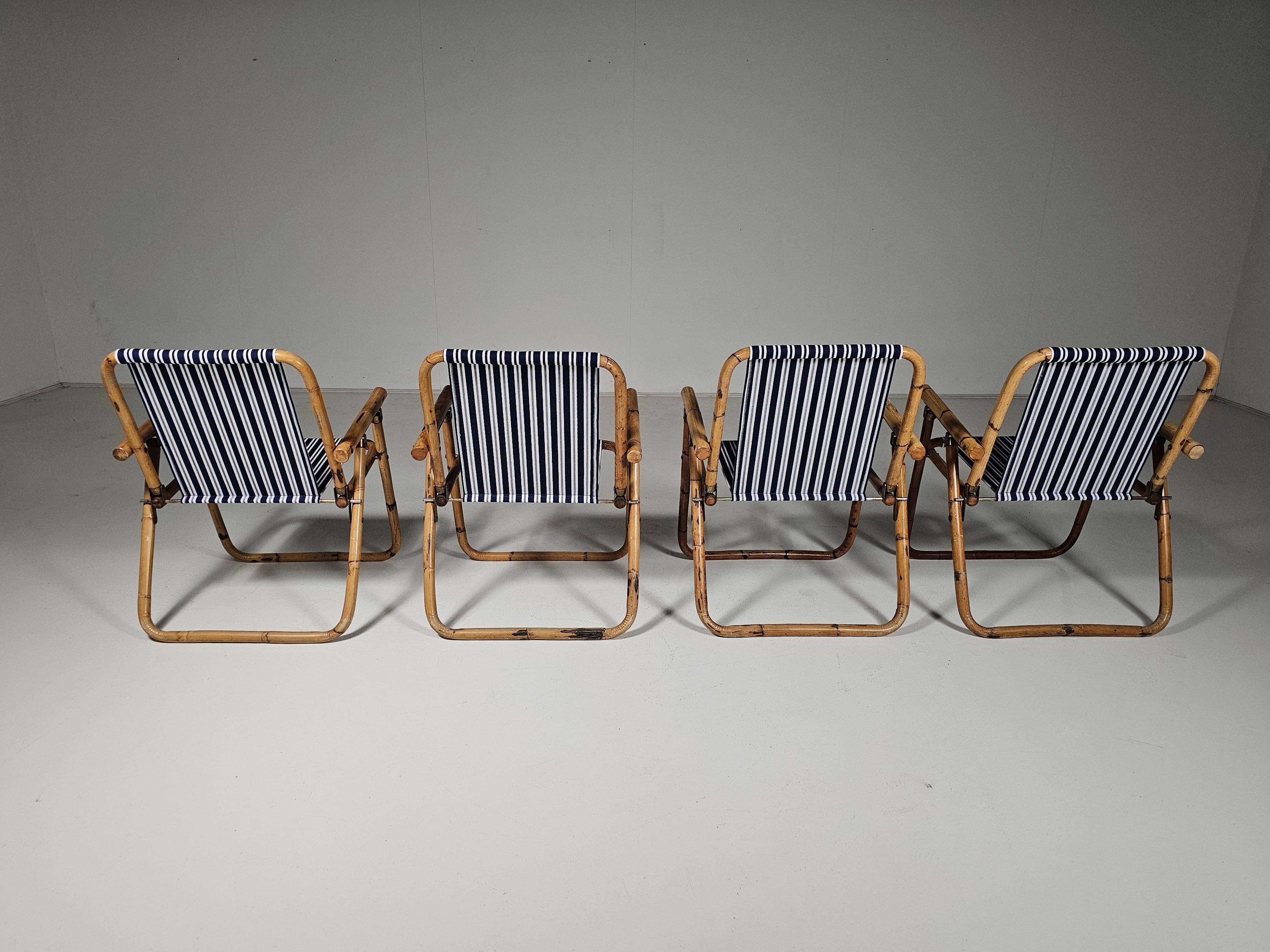 Bamboo and brass folding chairs, Italy, 1960s