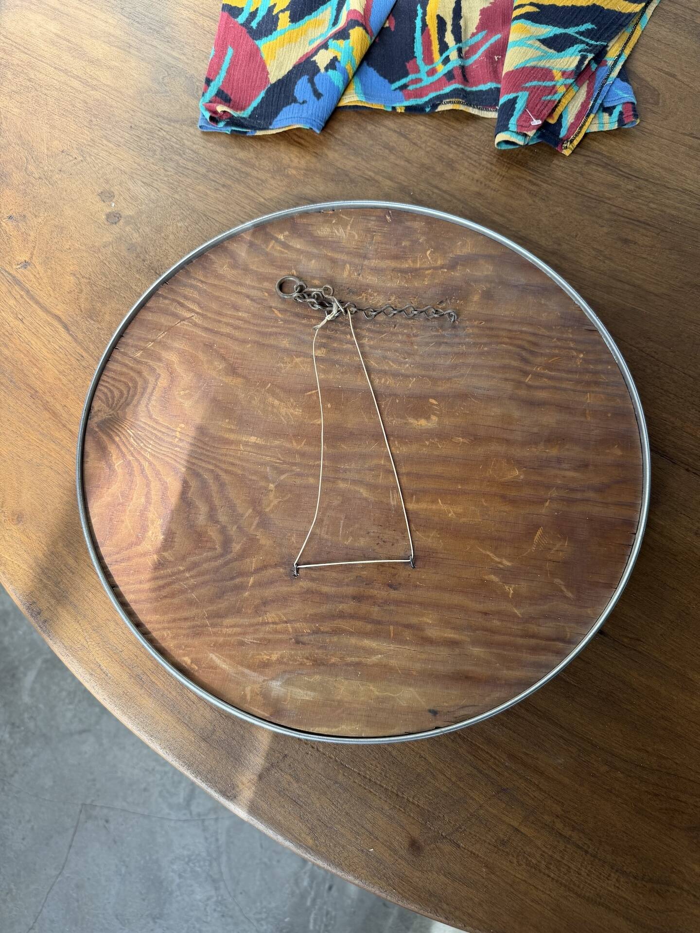 Round convex metal mirror in English style 1900