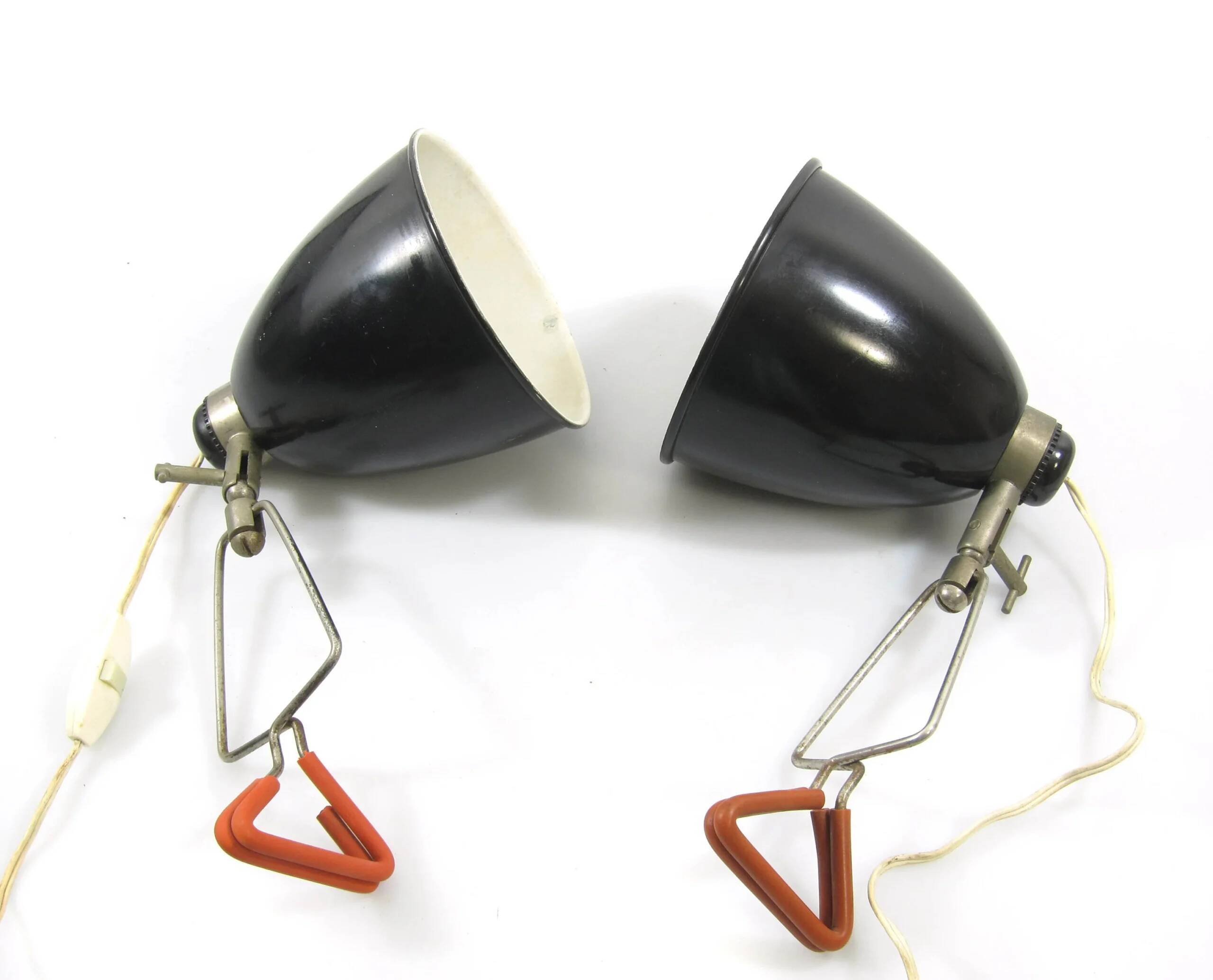 Set of two HALA clamp lamps from the 1950s, Dutch design.