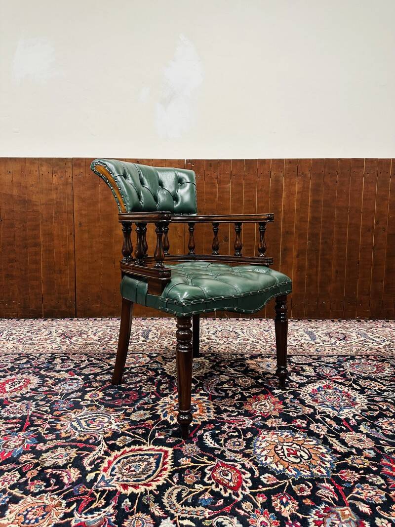 English Chesterfield Captain Chair office chair green