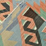 Kilim vintage tons verts et roses,motifs géométriques anatoliens,181x315 Cm