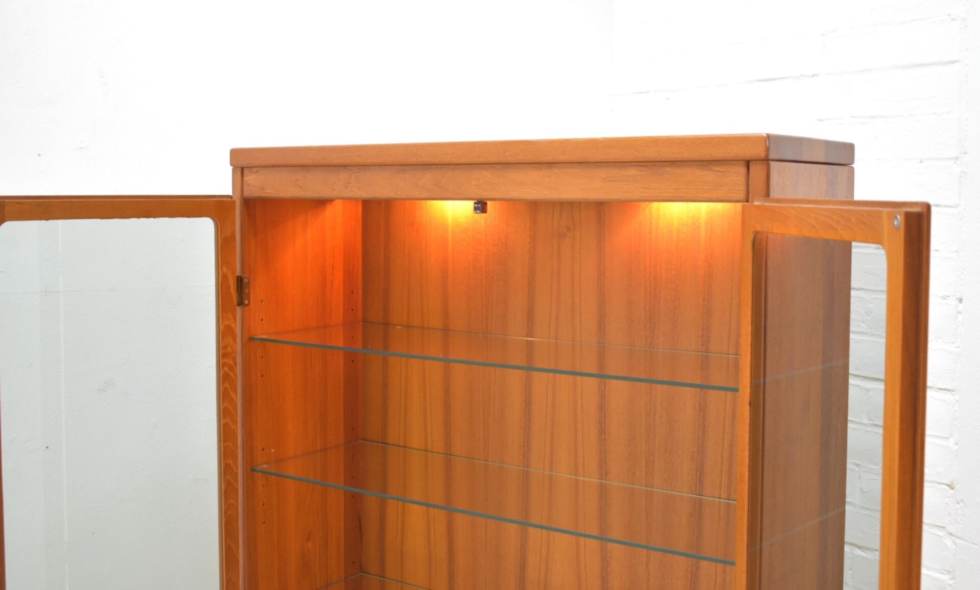 Danish solid teak display cabinet 1960s Scandinavian vintage