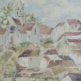 Oil on canvas signed  STourret village de beaulieu