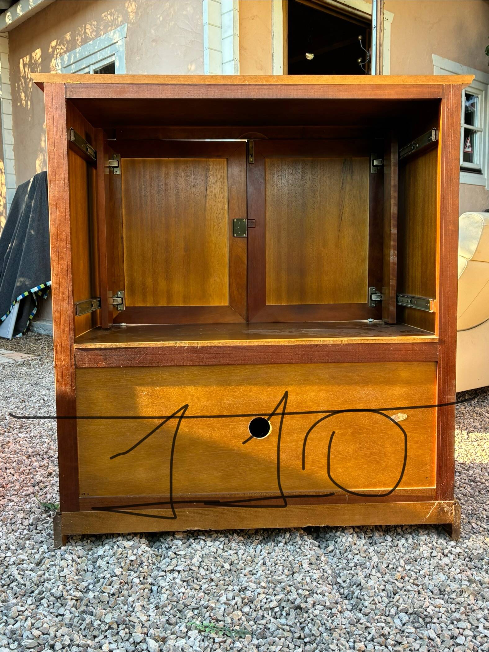 Wooden TV cabinet with drawers