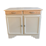 Parisian buffet raw wood and iridescent white