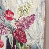 Tableau vintage bouquet de fleurs lilas
