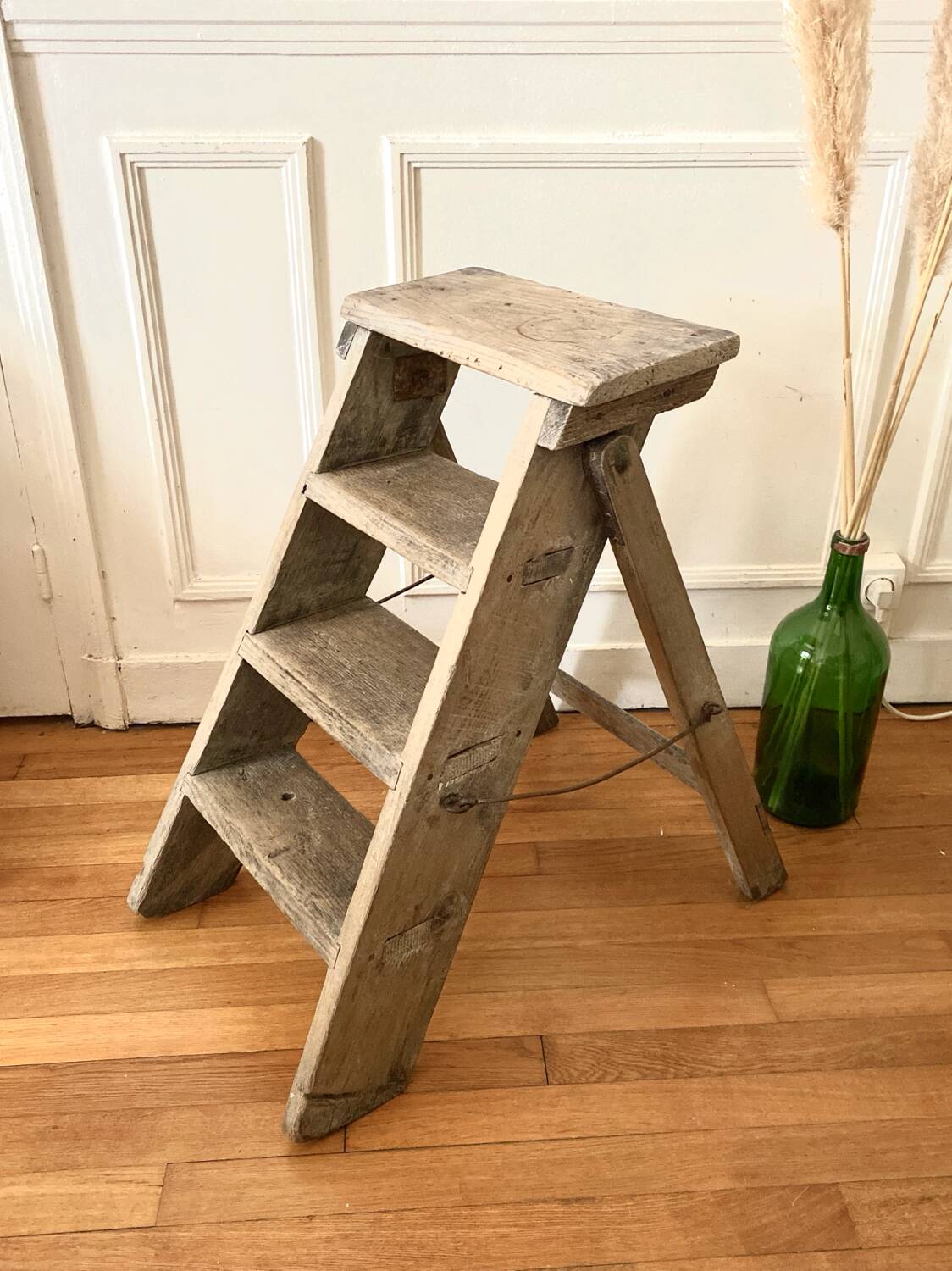 Antique wooden folding stepladder