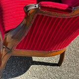 Louis XV style canapé in moulded wood – red velvet fabric – 19th century