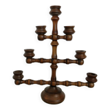 Large turned wooden candle holder, 1930s-40s