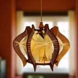 Mid Century wood hanging lamp wooden