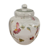 Large crystal jar with floral decoration