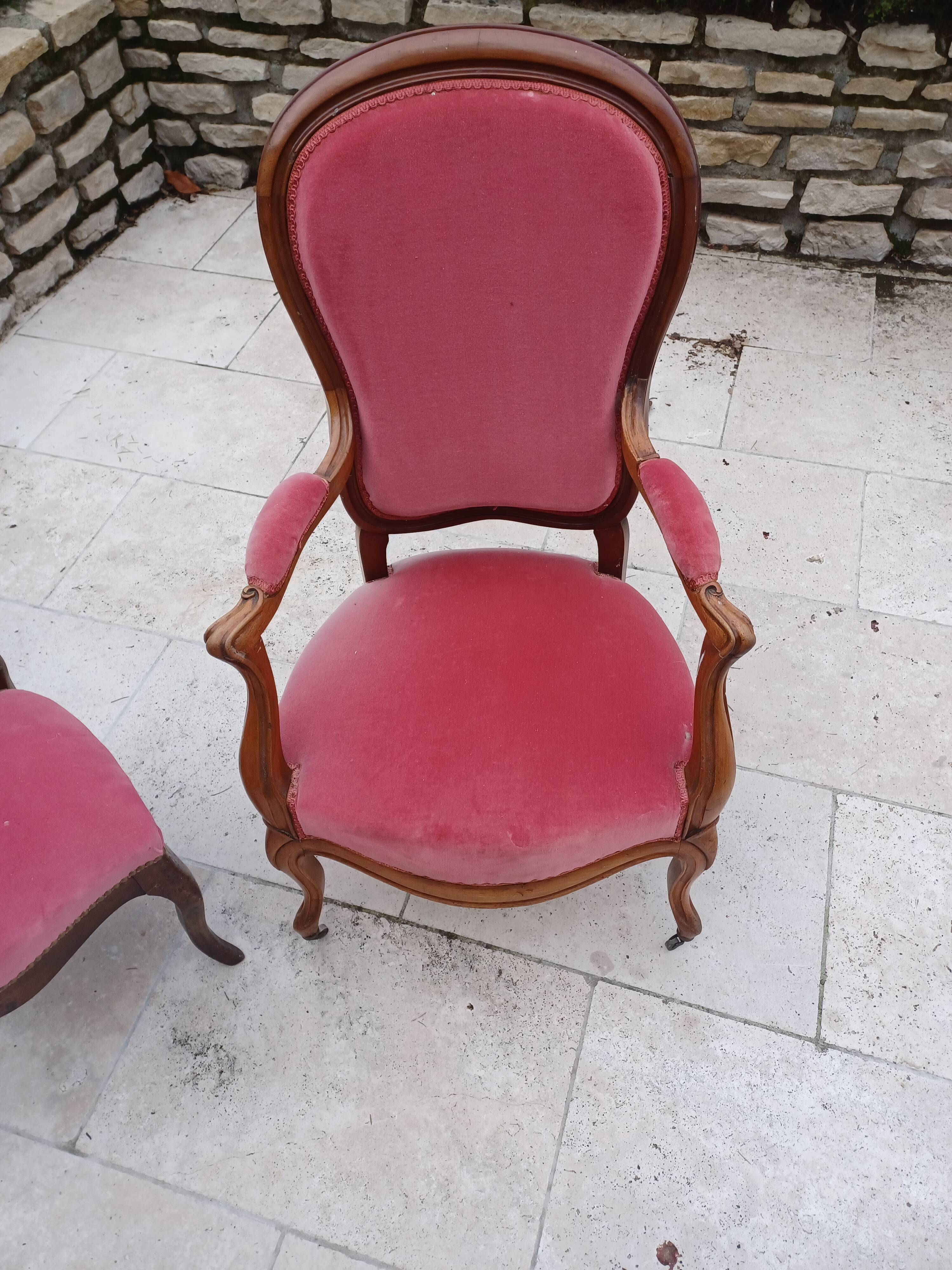 Armchair and chair Louis Philippe