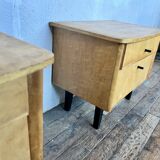 Pair of vintage bedside tables with compass feet