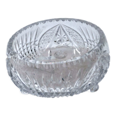 Chiseled glass basket cup on legs