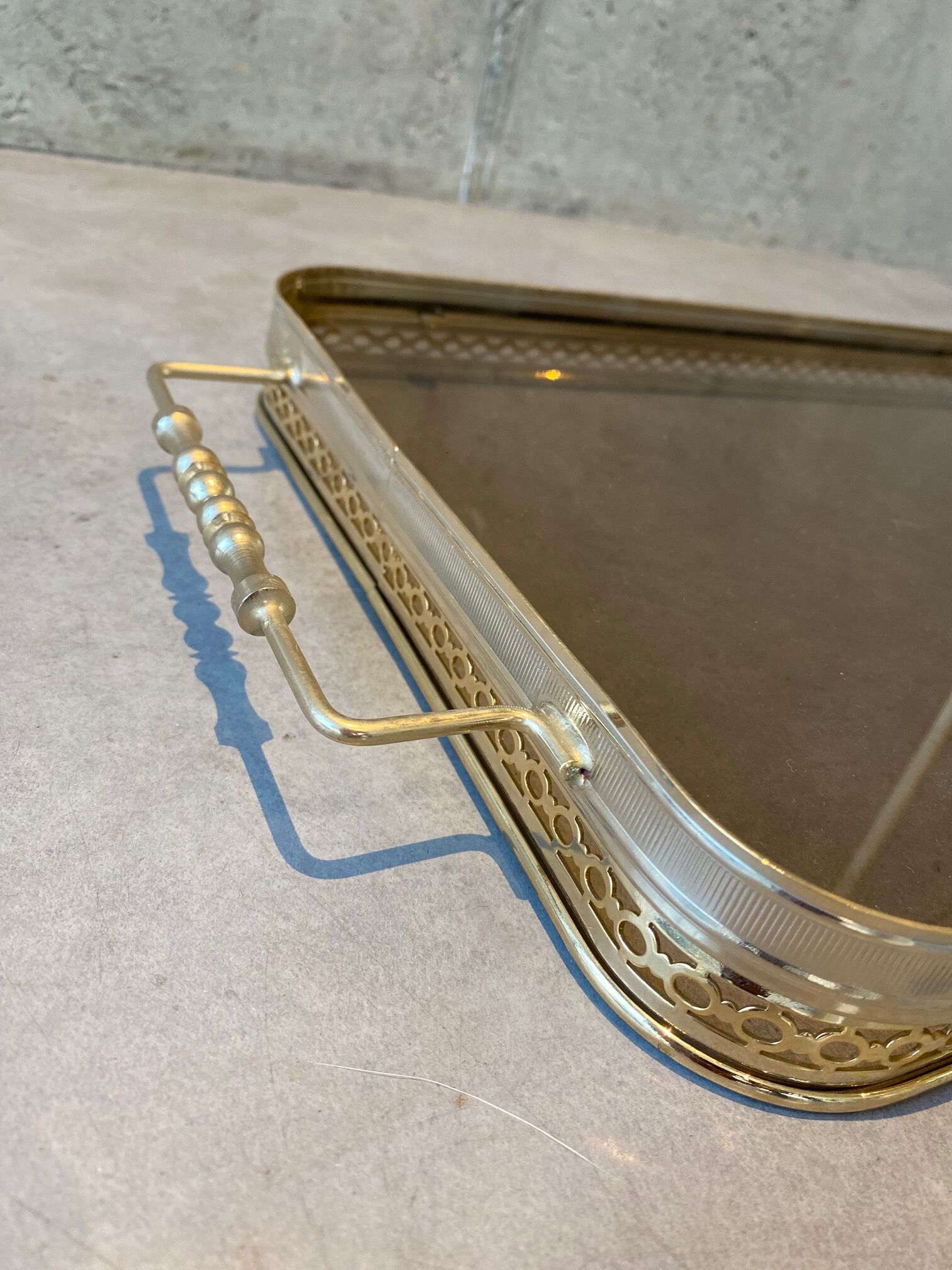 Gilded brass table and glass