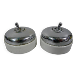 lot de 2 Ancien Interrupteur en Chrome et Porcelaine