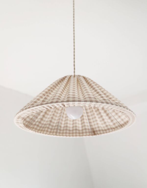 Suspension vichy forme conique ''Malala vichy sable et blanc cassé
