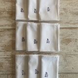 Lot de 9 serviettes à apéro brodées main - 25x25cm - coton