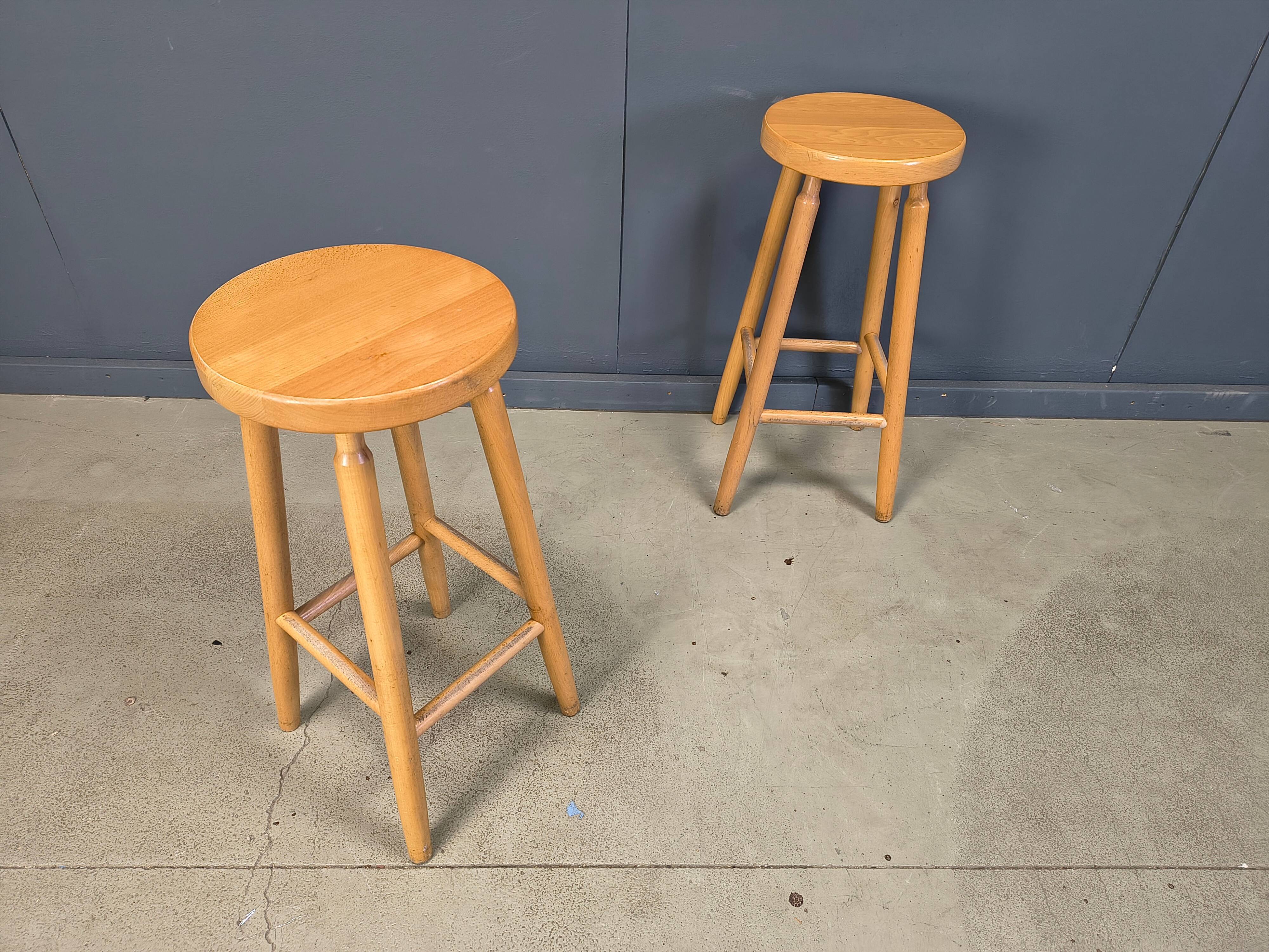 Alpine style chalet stools in wood, set of 11 - 1970s