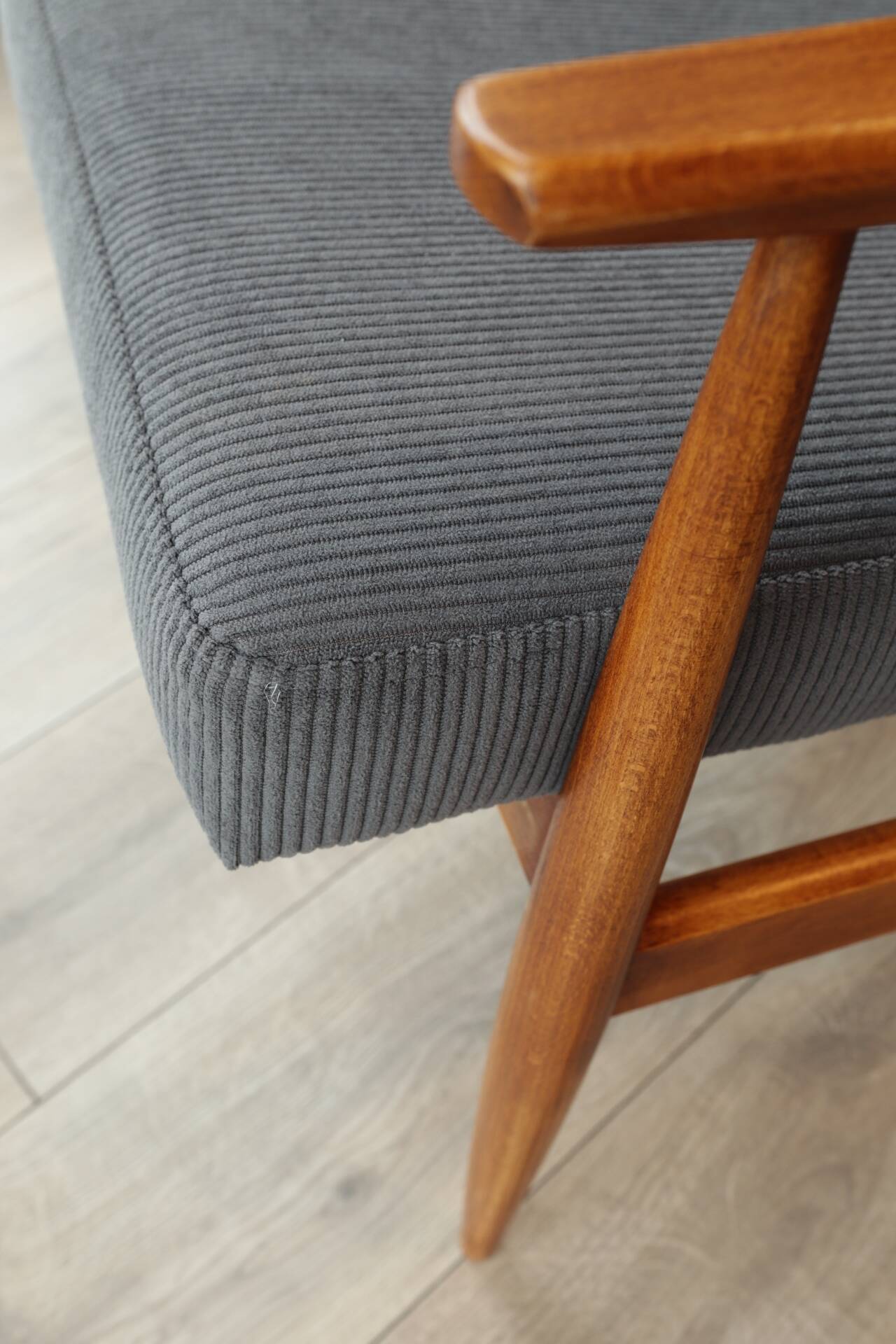 Scandinavian modern armchair graphite corduroy H.Lis
