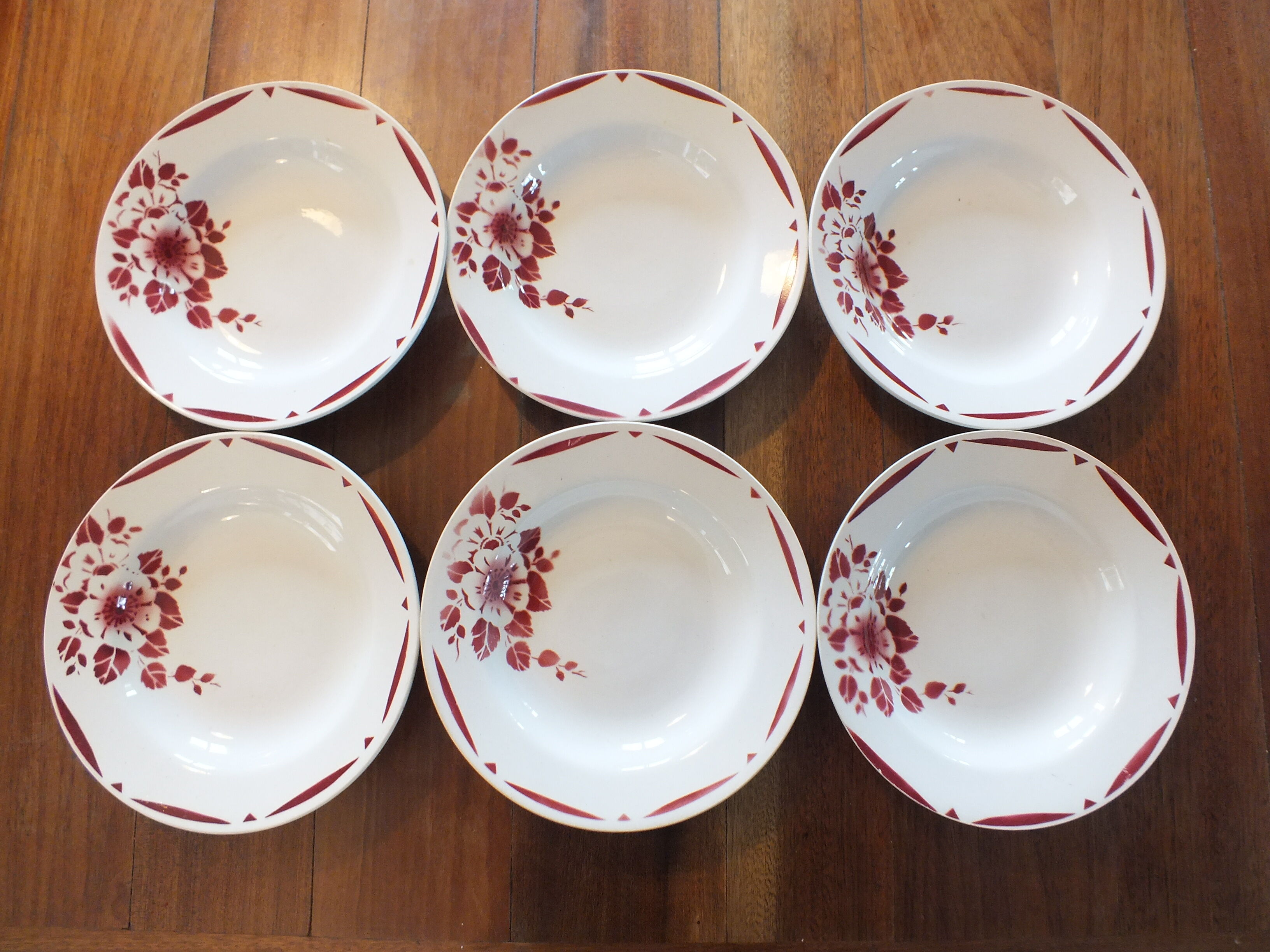 6 Hollow plates of the 40s decoration Flowers - Saint Amand Terre de Fer