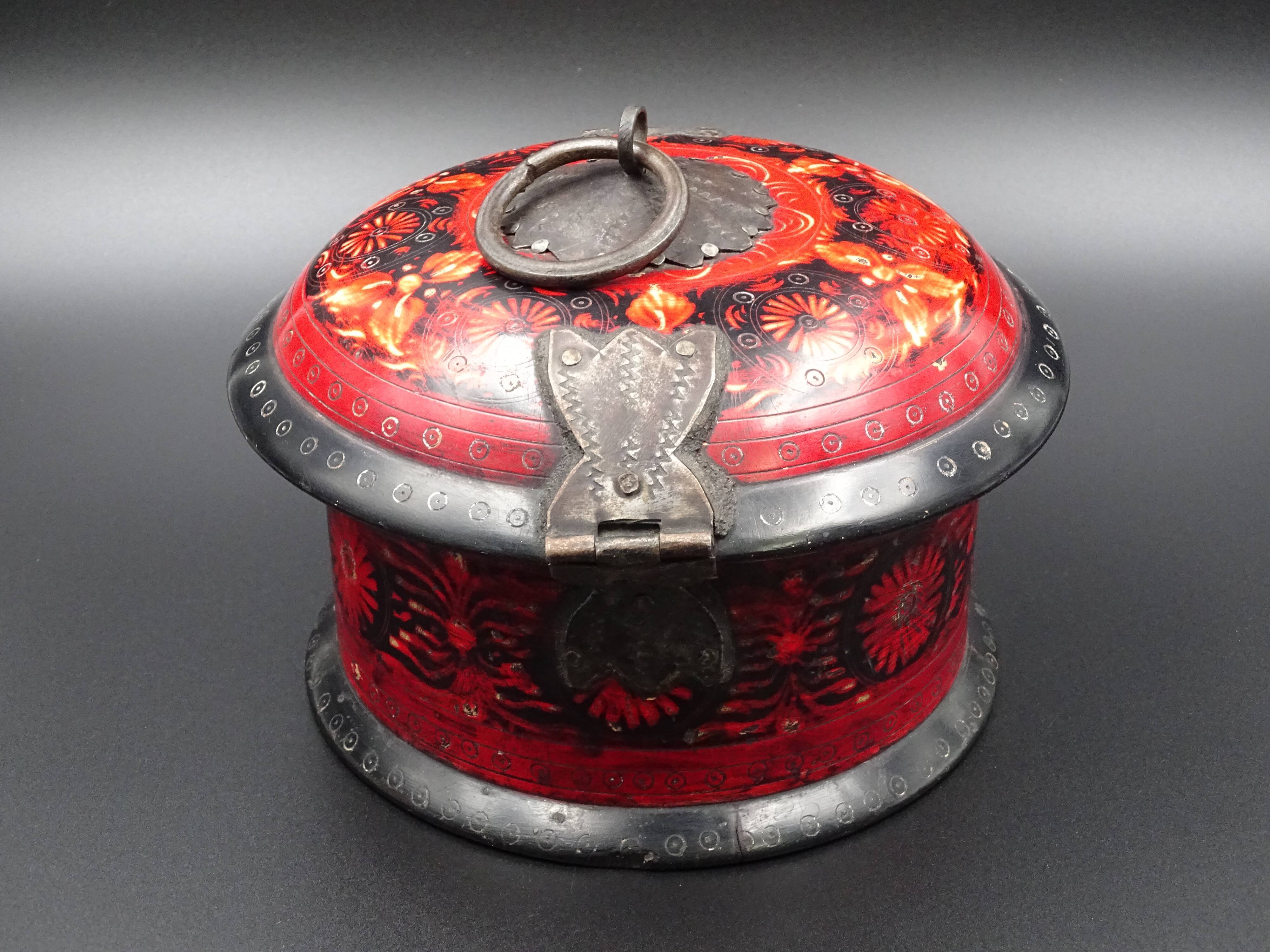 Wooden chapati box and fittings from India