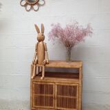 Vintage rattan buffet with wheels