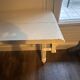 Vintage console in weathered white wood – Chic country style, tapered legs.