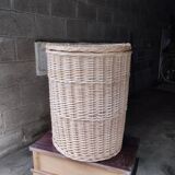 White rattan laundry basket