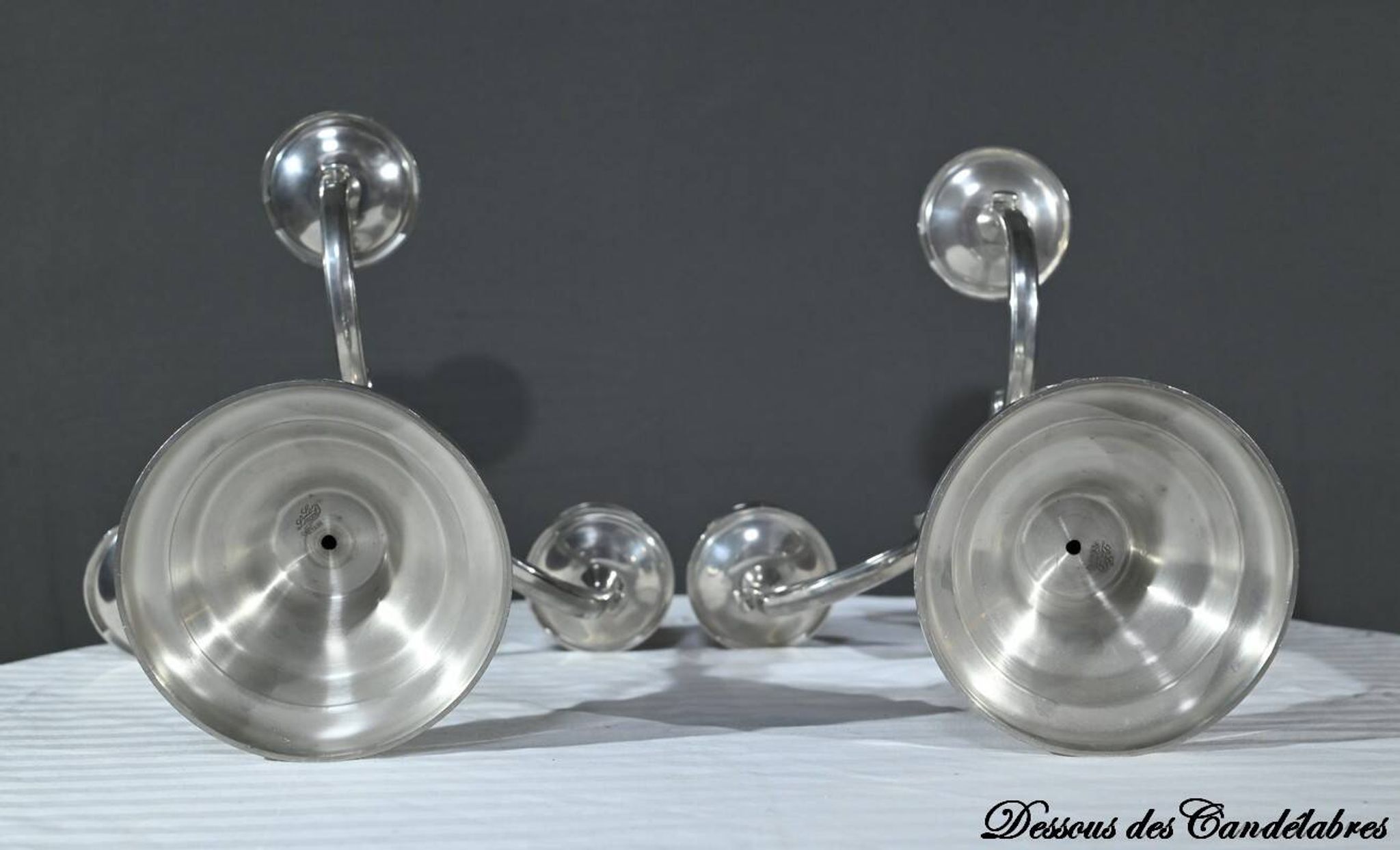 Pair of “Le Lingot” Candelabra in Pewter – Mid 20th Century