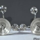 Pair of “Le Lingot” Candelabra in Pewter – Mid 20th Century