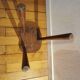 Old wooden tripod bench stool milking shepherd’s bench