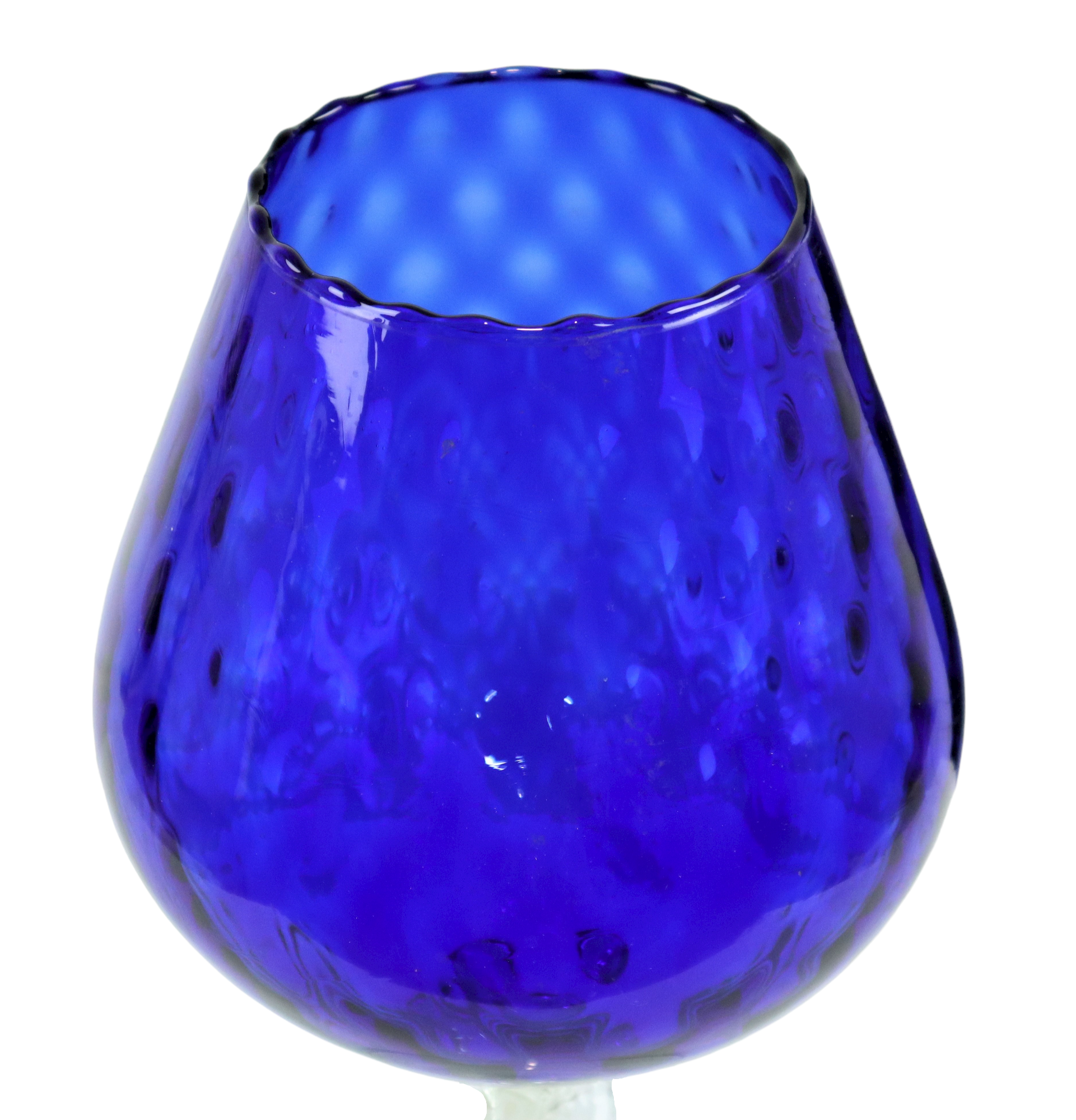 Blue glass snifter vase brandy cognac cobalt empoli italy 33cm