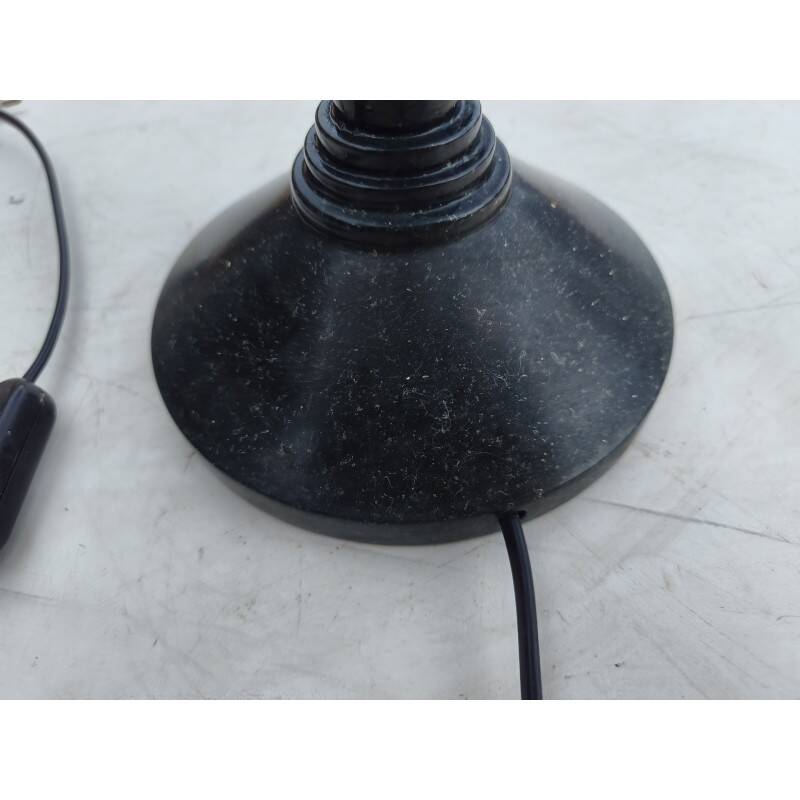 Lampe Jumo bakélite et opaline blanche