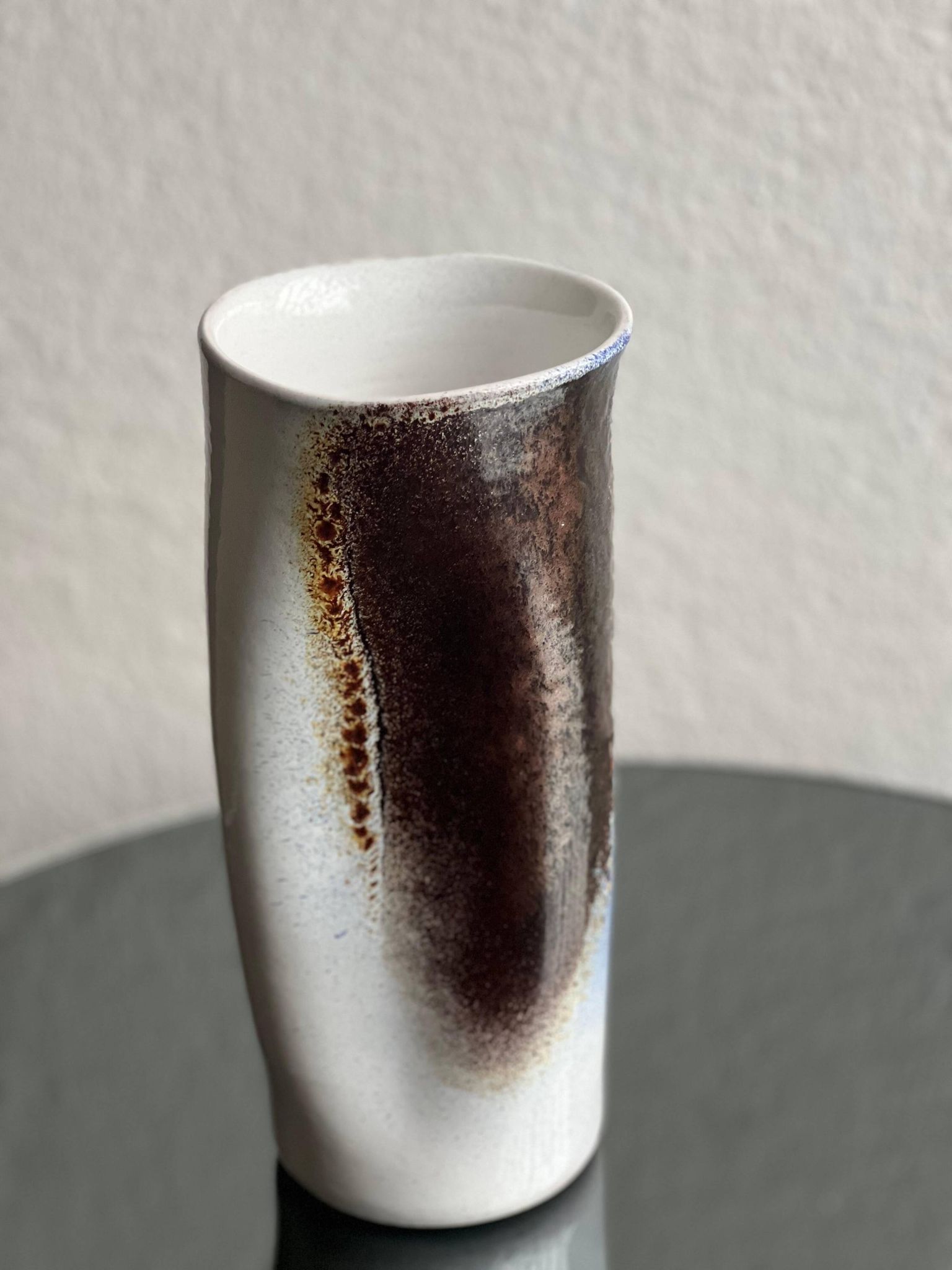 Vintage Mid-Century Modern Ceramic Vase, Hand-Painted,  Italian Pino Castagna