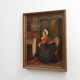 19th-Century French Baroque Interior Scene Painting