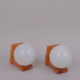 80s pine wall lights x2